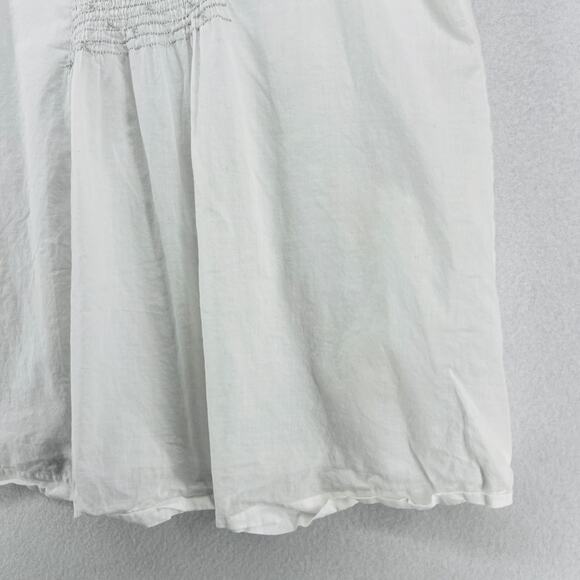 EILEEN FISHER Tank Top S Organic Cotton Voile Sheer Smocked Shell White - Picture 9 of 15